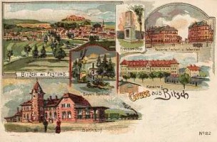 Grüss aus Bitsch : carte postale de la ville pendant l'annexion allemande.