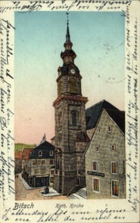 L'église Sainte-Catherine de Bitche après la restauration du clocher en 1897.