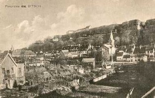 L'arrière de l'église protestante et les jardins durant l'annexion allemande.