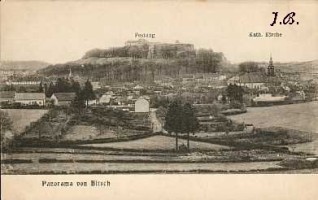 Panorama de la ville et de la citadelle de Bitche pendant l'annexion de 1871 à 1918.