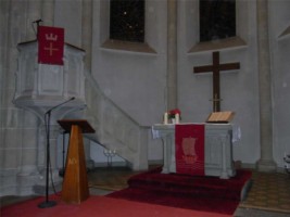 Le chœur de l'église protestante de Bitche.