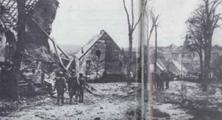 Le village bombardé, le 11 décembre 1944.