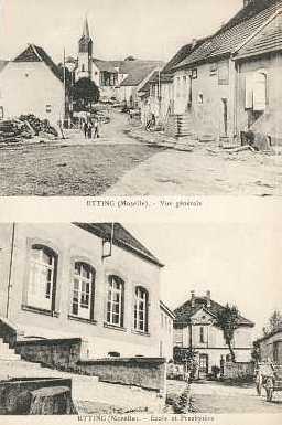Le village d'Etting et l'église au début du XXe siècle.