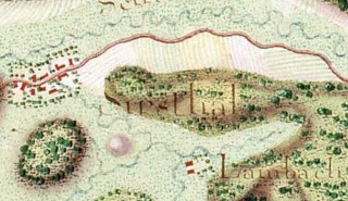 Les villages de Siersthal et Lambach sur la carte des Naudin, établie entre 1728 et 1739.