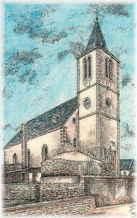 Représentation de l'église Saint-Christophe de Rahling.