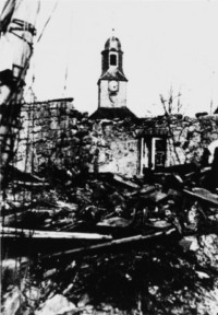 La chapelle de Bousseviller après les destructions de 1945.
